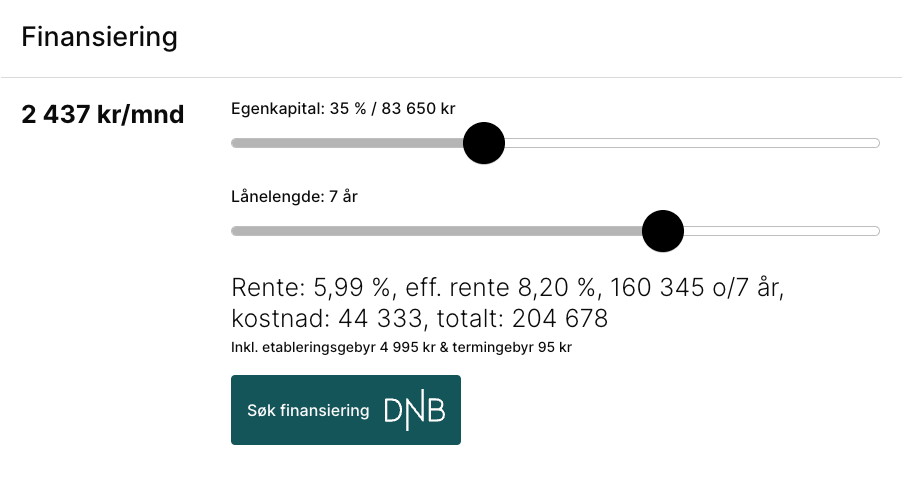 bruktbil_lanekalkulator_skjermbilde_640 Skjermbilde av DNB bruktbil lånekalkulator