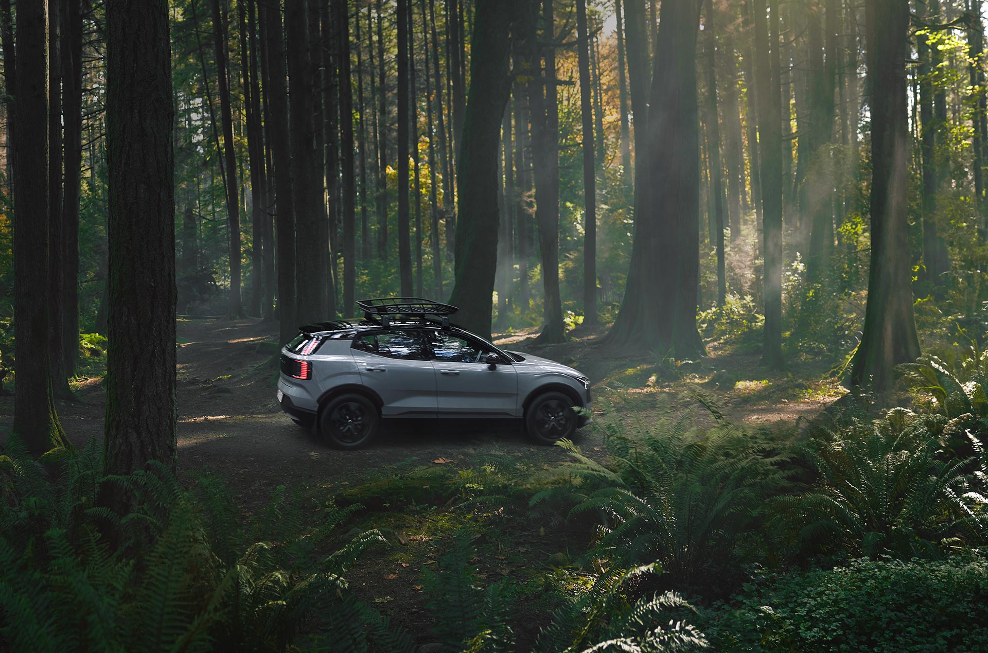 Volvo EX30 CC i skogen