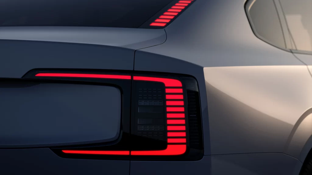 Volvo ES90 baklys detalj med LED-signatur